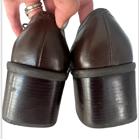 Enzo Angiolini Ea Flexo Leather Lace Up Block Heel Shies Sz8.5 Brown Academia - Picture 9 of 15